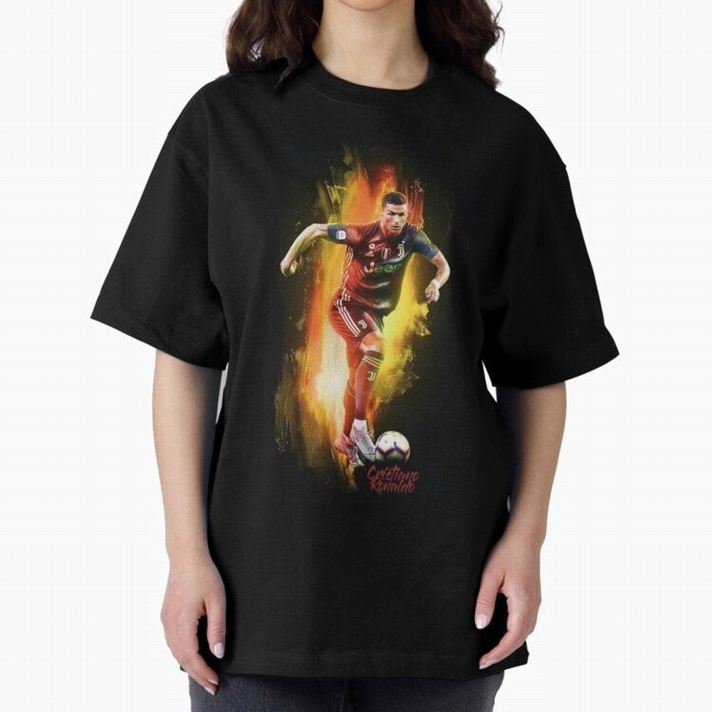 Ronaldo Wallpaper Oversized T-Shirt Treasure FIFA World Cup 2026 USA Canada Mexico for Fans of Messi and Cristiano Ronaldo and England and Germany, Bringing Vintage Soccer Flavor, Modern Football Stars, National Flags and Final Night Emotion; Great