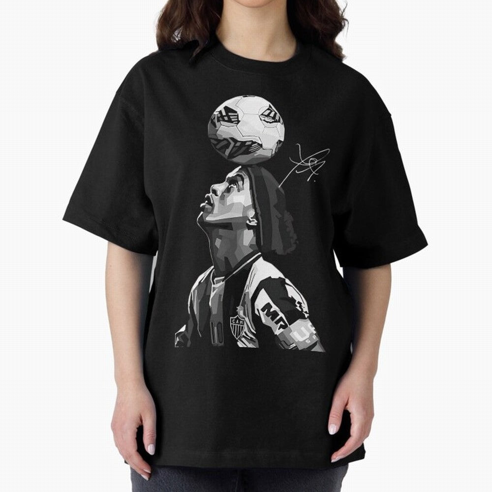 Ronaldinho - black white Oversized T-Shirt Show Match Day Excitement for FIFA World Cup 2026 for Fans of CR7 and Portugal, Bringing Football Passion, Legendary Performances, Festival Vibes and Supporter Community; Made for Collectors Who Enjoy