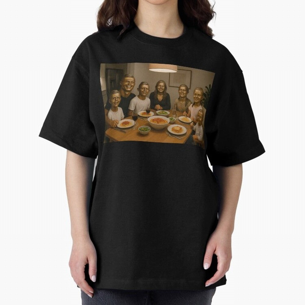 Ronaldo Bust Family Dinner Oversized T-Shirt Fuel Your Fan Pride for FIFA World Cup 2026 for Fans of Mbappe and Neymar and Portugal, Bringing Championship Spirit, Famous Goals, Roaring Crowds and International Football Unity; Ideal for Passionate