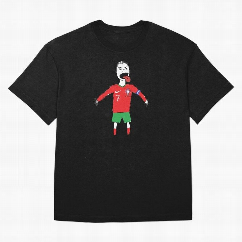 Badly Drawn Ronaldo Oversized T-Shirt Show Passion for the Stars of FIFA World Cup 2026 USA Canada Mexico for Fans of CR7 and Messi and England, Bringing Football Passion, Legendary Performances, Festival Vibes and Supporter Community; Ideal for