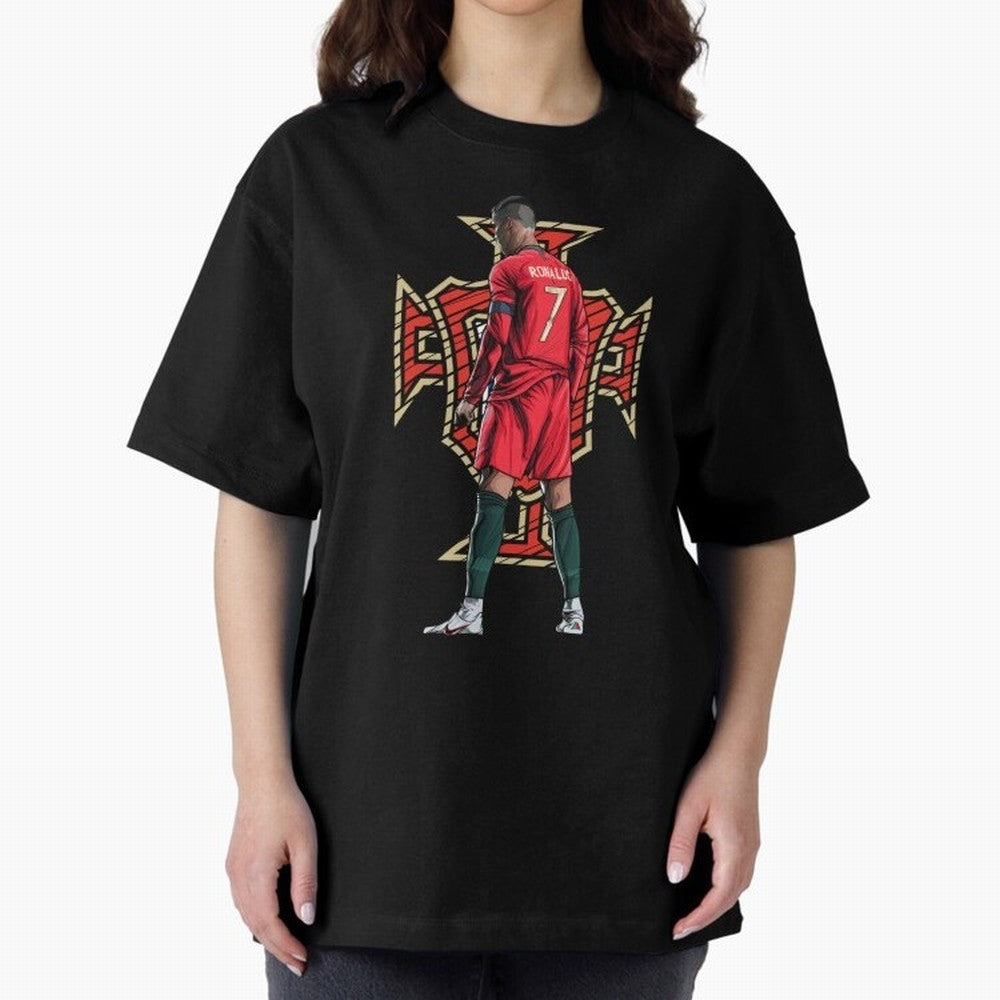 Cristiano Ronaldo Portugal Logo Oversized T-Shirt Cheer through Every Moment of FIFA World Cup 2026 Spirit, Highlighting England and Germany, CR7 and Messi, Stadium Memories, Football Loyalty, International Chants and Championship Tradition; Ideal