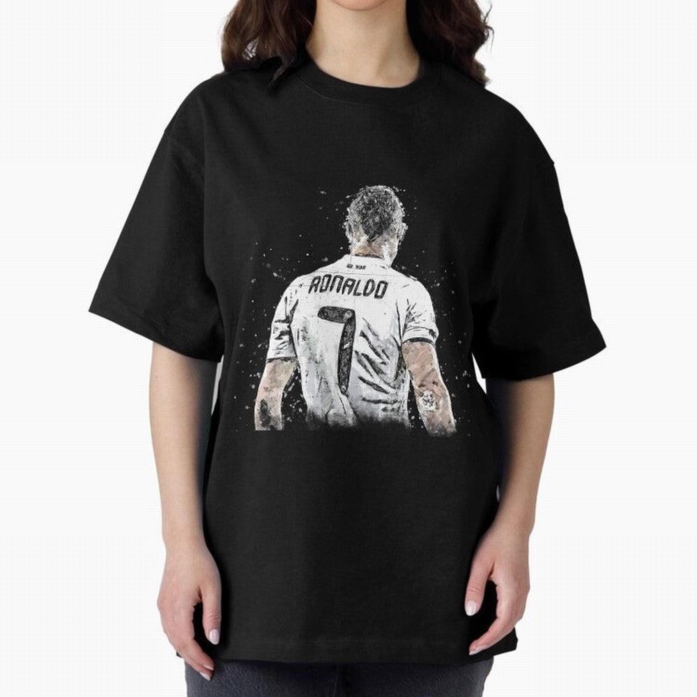 Cristiano ronaldo back Oversized T-Shirt Celebrate Supporters United by Global Football Passion for FIFA World Cup 2026 USA Canada Mexico, Inspired by Cristiano Ronaldo, Haaland and CR7, Spain, Football Festival Excitement, Trophy Ambitions,