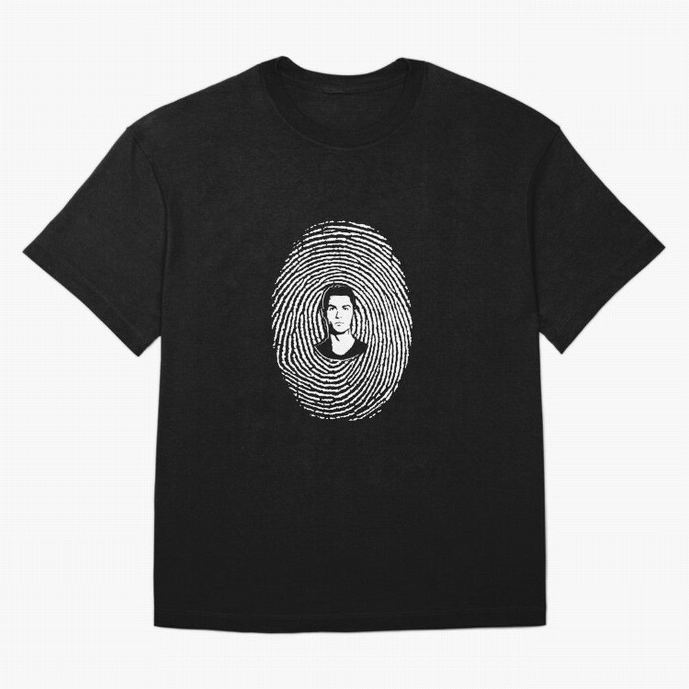 Cristiano Ronaldo fingerprint Oversized T-Shirt Carry Match Day Hype around FIFA World Cup 2026, Cristiano Ronaldo, Haaland and CR7, Portugal, Sports Nostalgia, International Competition, Famous Players and Unforgettable Victories; Ideal for Fans