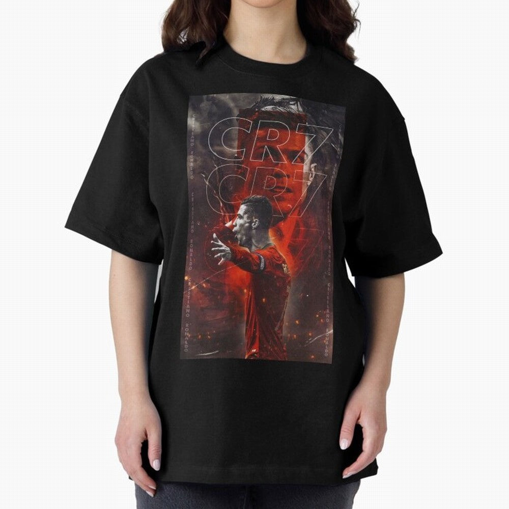 Cristiano Ronaldo Art Oversized T-Shirt Live the Energy of FIFA World Cup 2026 Group Stage Built around Mbappe and Neymar, France and Portugal Energy, Match Day Excitement, Supporter Culture, Golden Goals and Global Football Passion; Ideal for