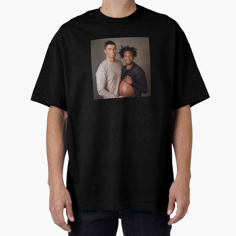 Cristiano Ronaldo and IShowSpeed pregnant. Oversized T-Shirt Bring Match Day Fire to Match Day Hype around FIFA World Cup 2026 Group Stage, Cristiano Ronaldo, Haaland and CR7, Portugal, Soccer Culture, Superstar Moments, National Team Dreams and