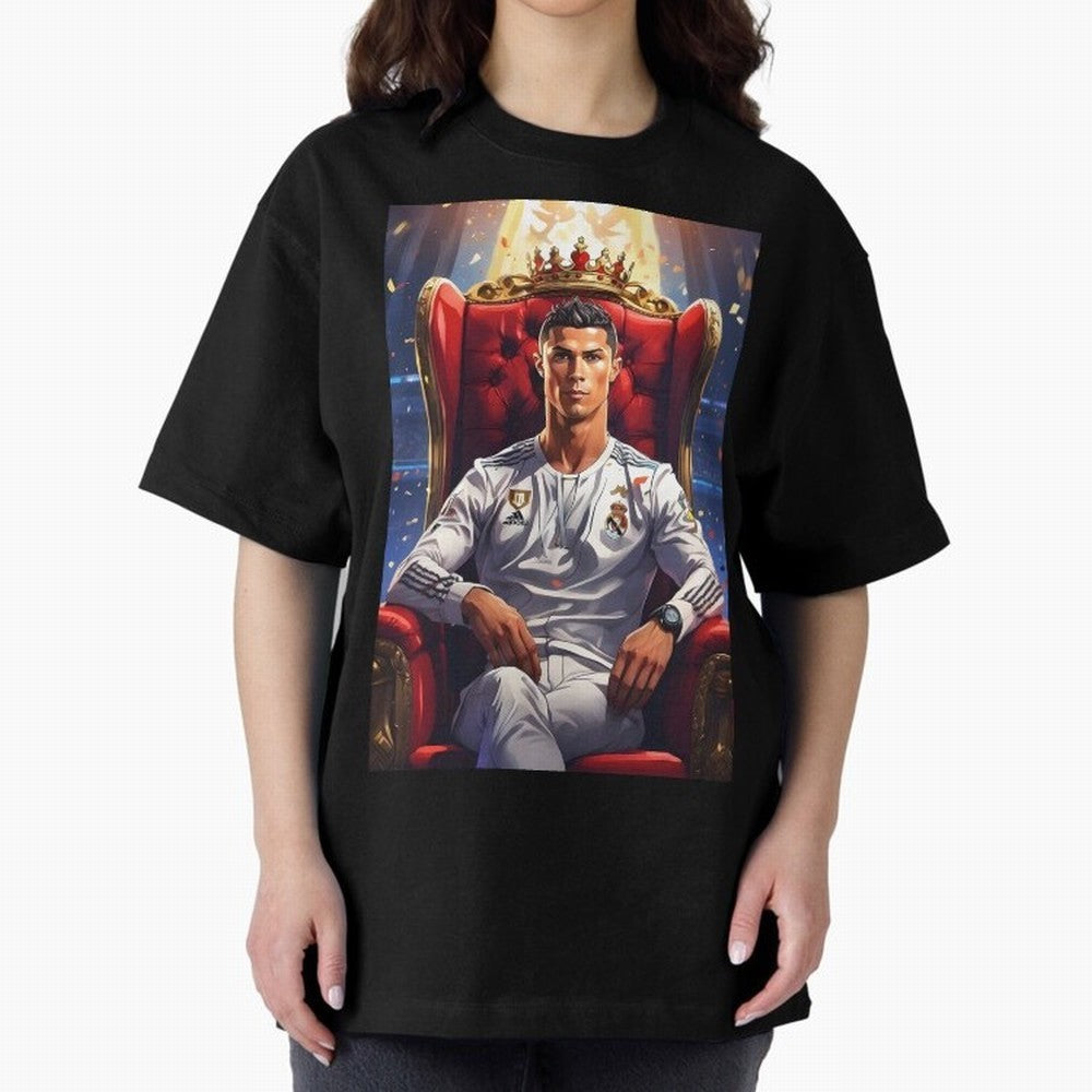 King Cristiano Ronaldo Oversized T-Shirt Spotlight Match Day Hype around FIFA World Cup 2026 Group Stage, CR7 and Messi, Netherlands, Fan Favorite Moments, National Team Passion, Big Match Drama and Soccer History; Great for Supporters Who Love