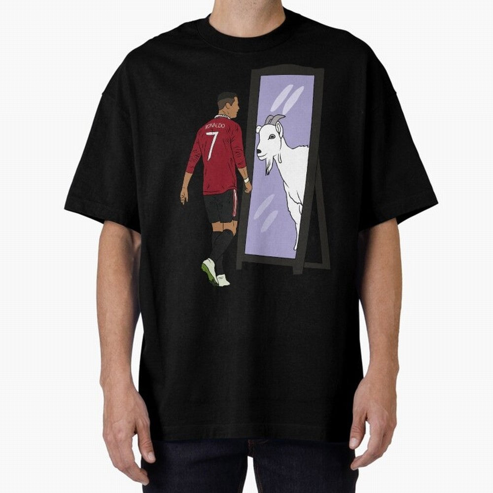 Cristiano Ronaldo Mirror GOAT Oversized T-Shirt Mark Global Football Passion for FIFA World Cup 2026, Built around Cristiano Ronaldo, Haaland and CR7, Brazil, Portugal and Argentina, Supporter Pride, Iconic Celebrations, Legendary Names and Global