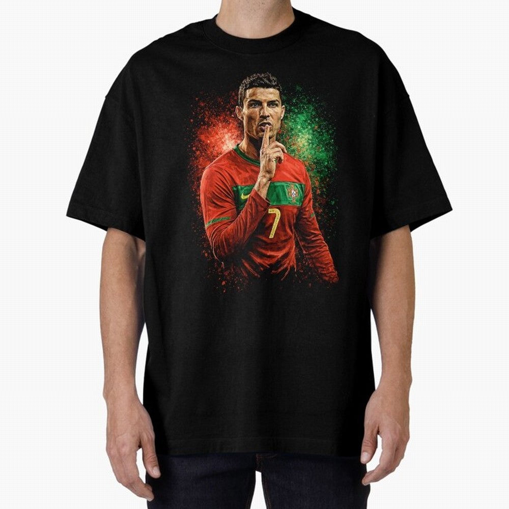 Cristiano Ronaldo Football Legend Oversized T-Shirt Back the Journey through Match Day Hype around FIFA World Cup 2026, Messi, Neymar and Mbappe, France and Portugal, Football Passion, Legendary Performances, Festival Vibes and Supporter Community;