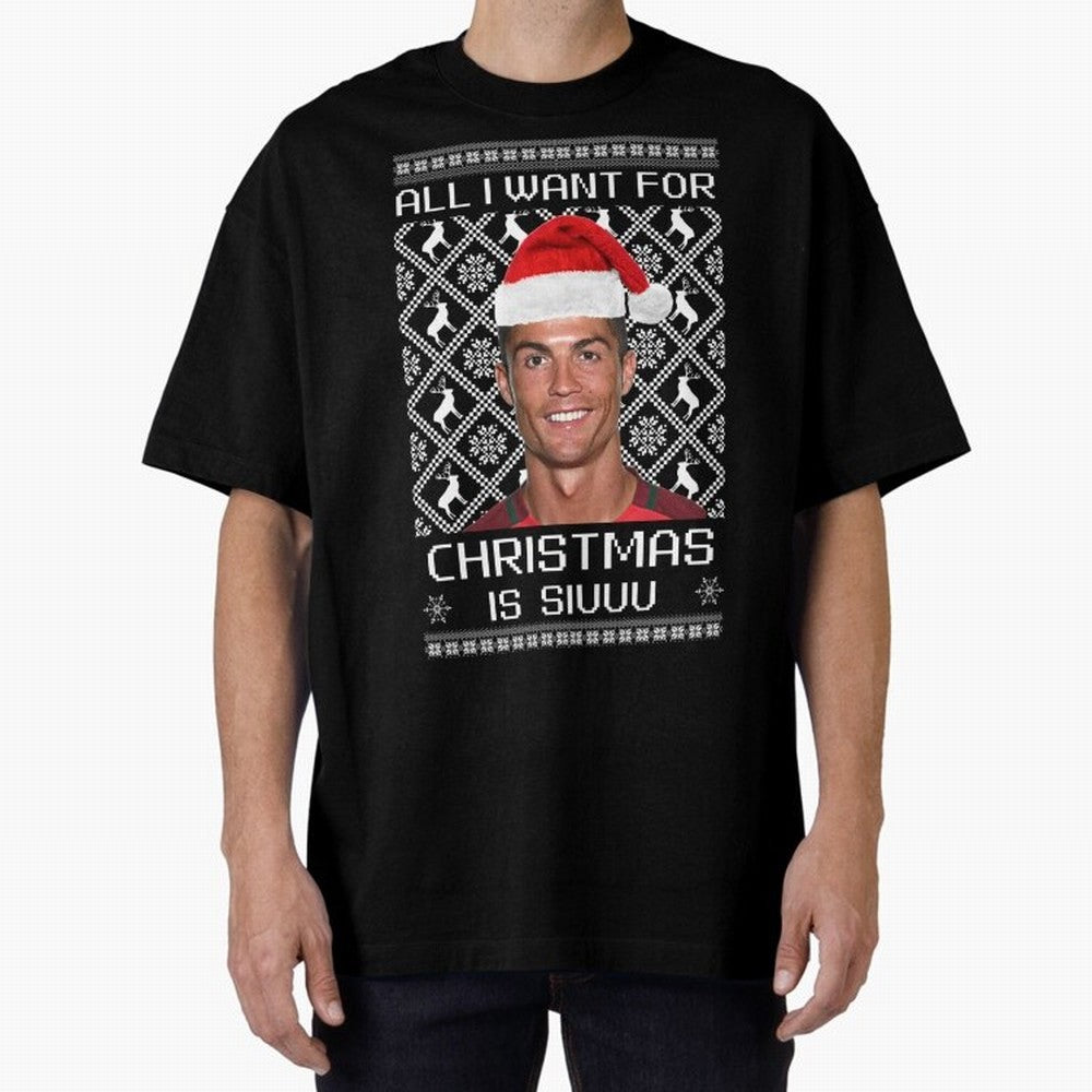 cristiano ronaldo siuuu christmas sweater Oversized T-Shirt Bring a Vintage Feel to Global Football Passion for FIFA World Cup 2026, Highlighting Haaland, Spain, Game Day Rituals, Football Legends, Country Pride and the Road to the Final; Created