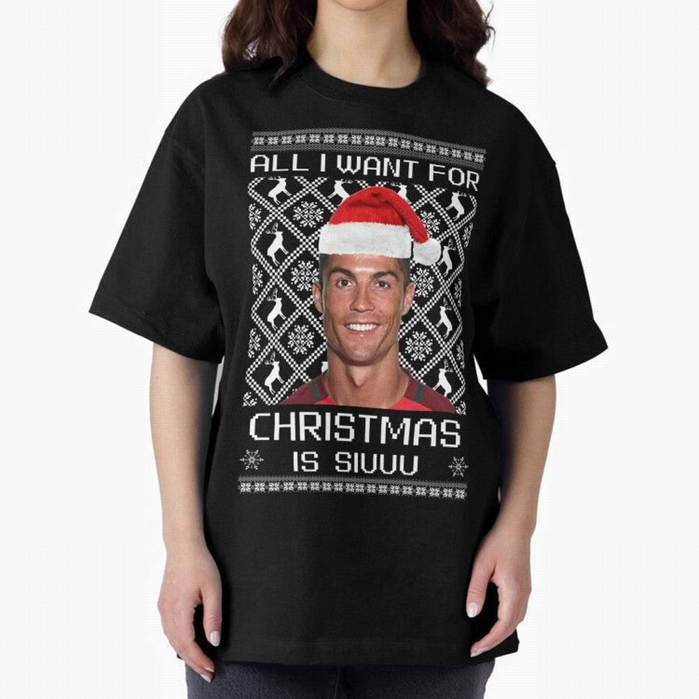 cristiano ronaldo siuuu christmas sweater Oversized T-Shirt Bring a Vintage Feel to Global Football Passion for FIFA World Cup 2026, Highlighting Haaland, Spain, Game Day Rituals, Football Legends, Country Pride and the Road to the Final; Created
