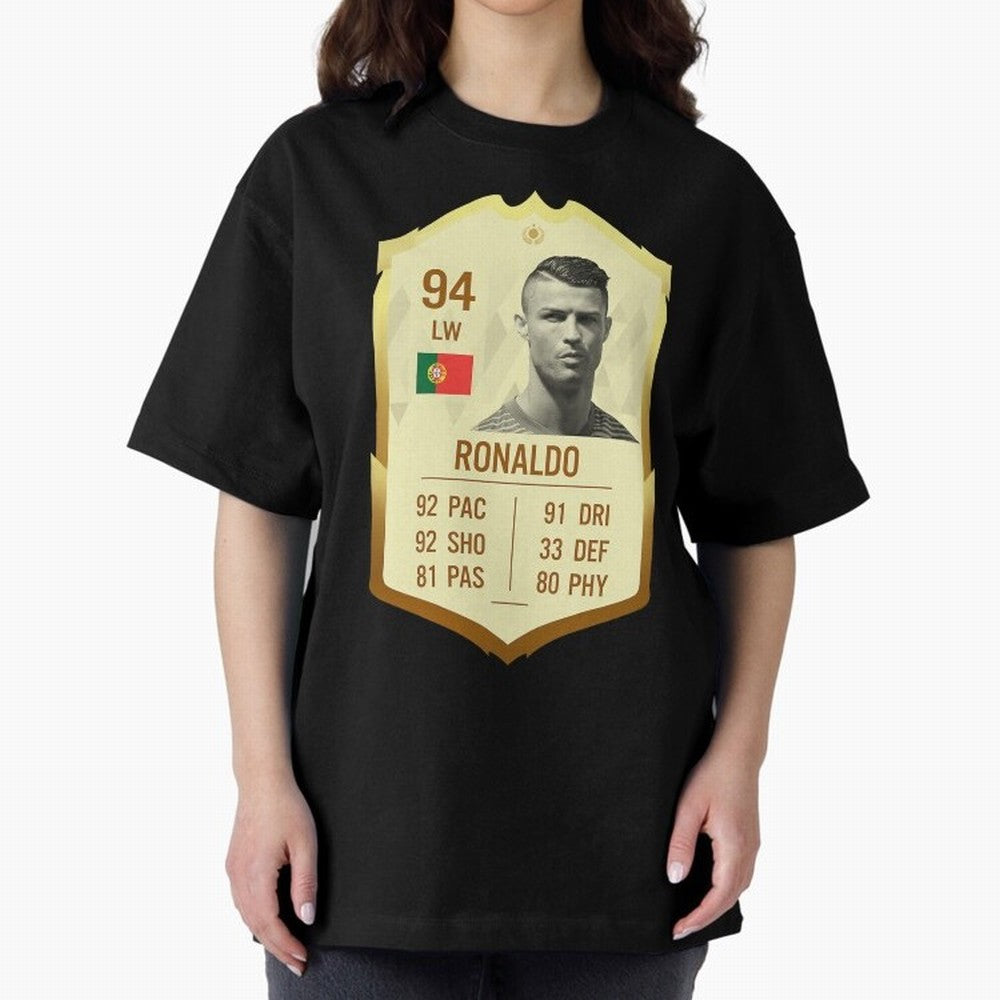 Cristiano Ronaldo Ultimate Card Oversized T-Shirt Make Your Look Match the FIFA World Cup 2026 USA Canada Mexico Journey through CR7 Highlights, England and Germany Pride, Sports Nostalgia, International Competition, Famous Players and