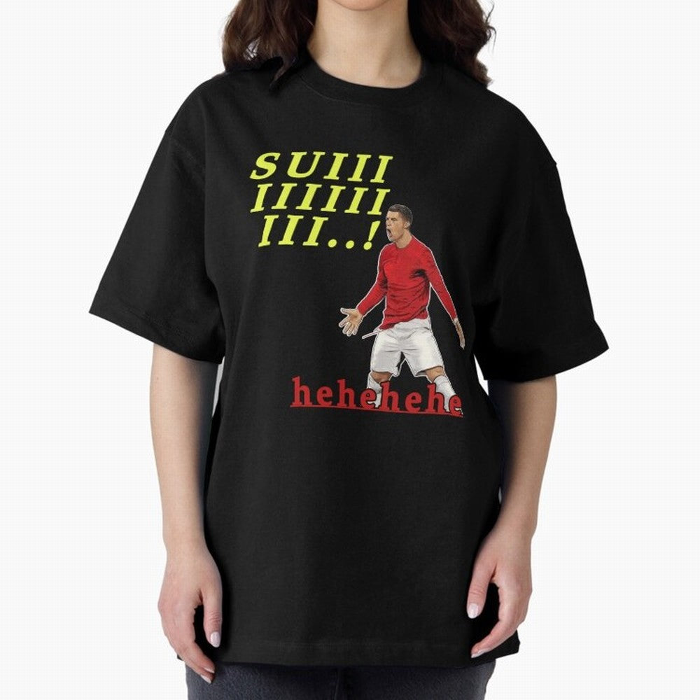 Hehehe suiii !! Cristiano ronaldo goal Oversized T-Shirt Support Iconic Players in Global Football Passion for FIFA World Cup 2026 Group Stage, Celebrating Mbappe and Neymar, Germany, Tournament Hype, Historic Matchups, Family Viewing Parties and