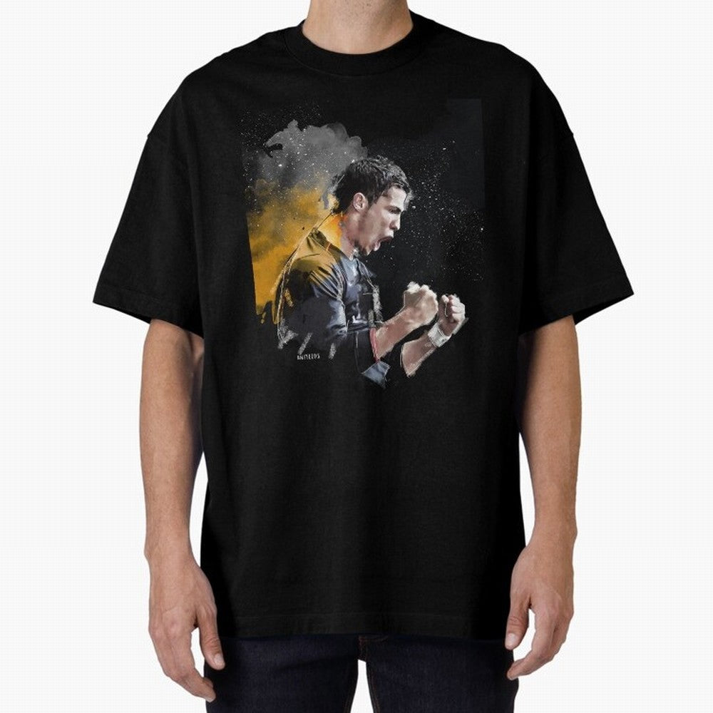CRISTIANO RONALDO PAINTING Oversized T-Shirt Represent FIFA World Cup 2026 Group Stage Spirit, Highlighting Netherlands, Neymar, Game Day Rituals, Football Legends, Country Pride and the Road to the Final; Ideal for Fans Who Follow Messi, Cristiano