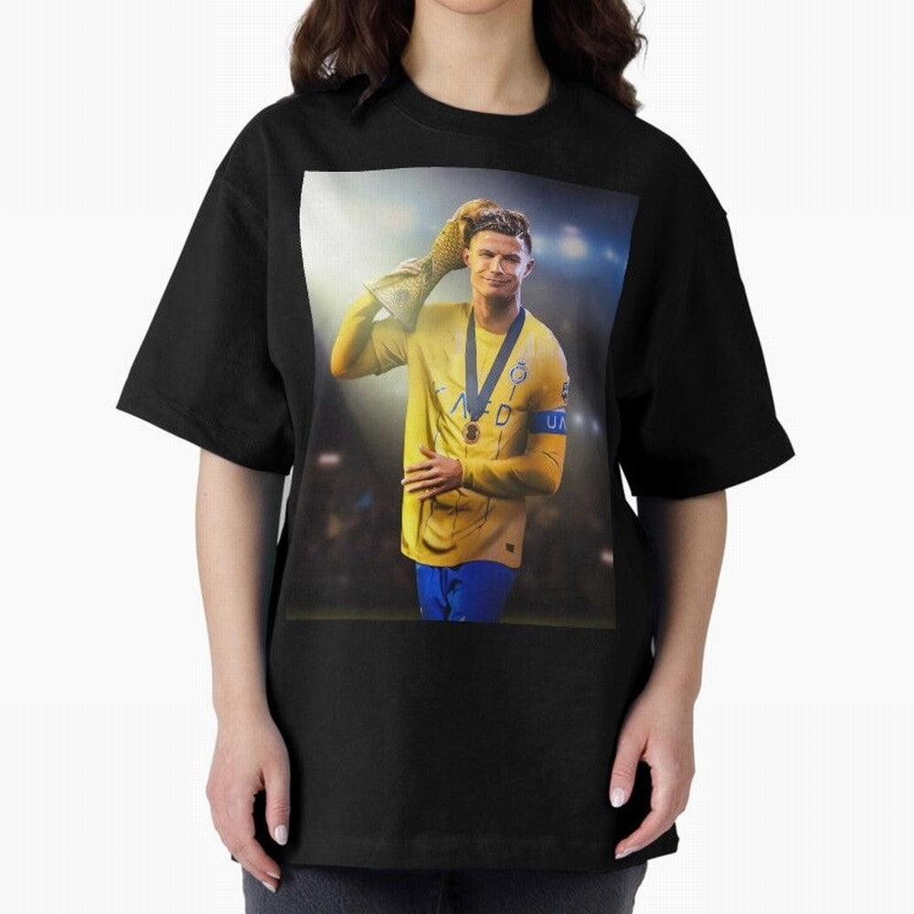 Cristiano Ronaldo Oversized T-Shirt Refresh Global Football Passion for FIFA World Cup 2026 Group Stage, Filled with Messi, CR7 and Mbappe, Argentina and Brazil, Global Supporter Spirit, Legendary Goals, National Colors and Tournament Celebration;
