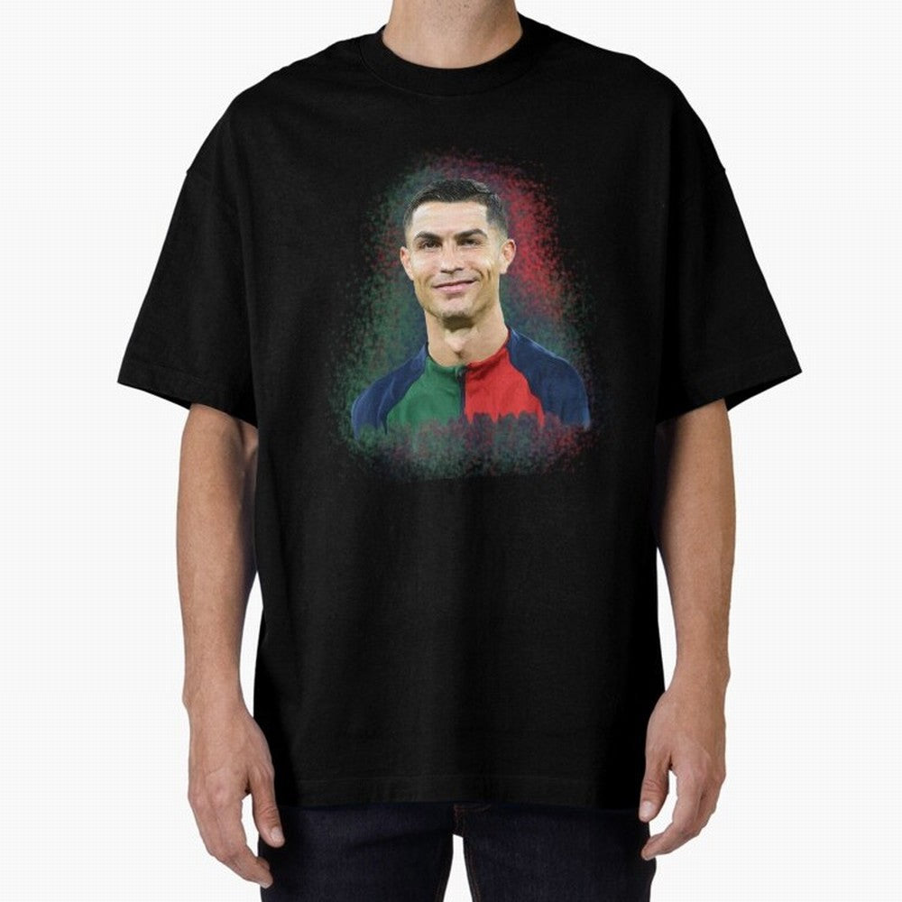 Cristiano Ronaldo digital art Oversized T-Shirt Represent the Passion of FIFA World Cup 2026 USA Canada Mexico Spirit, with Argentina, France and Brazil, Messi, Neymar and Mbappe, Supporter Pride, Iconic Celebrations, Legendary Names and Global
