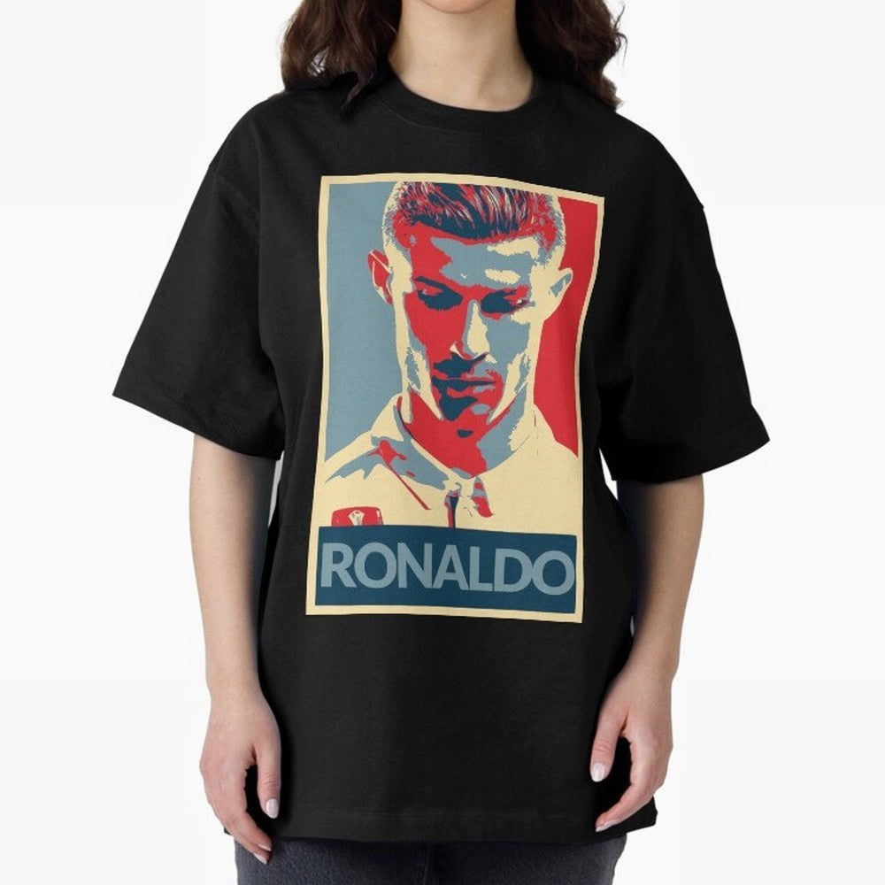 Cristiano Ronaldo Oversized T-Shirt Celebrate Global Passion for FIFA World Cup 2026 for Fans of CR7 and Messi and Portugal, Spain and Germany, Bringing Sports Nostalgia, International Competition, Famous Players and Unforgettable Victories; Built