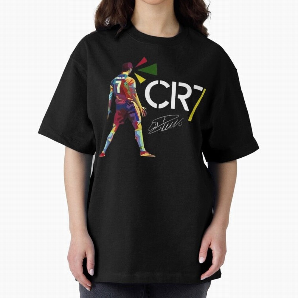 Cr7 Cristiano Ronaldo Signature Oversized T-Shirt Carry Global Football Passion for FIFA World Cup 2026, with Messi and Cristiano Ronaldo, France, Global Supporter Spirit, Legendary Goals, National Colors and Tournament Celebration; Ideal for