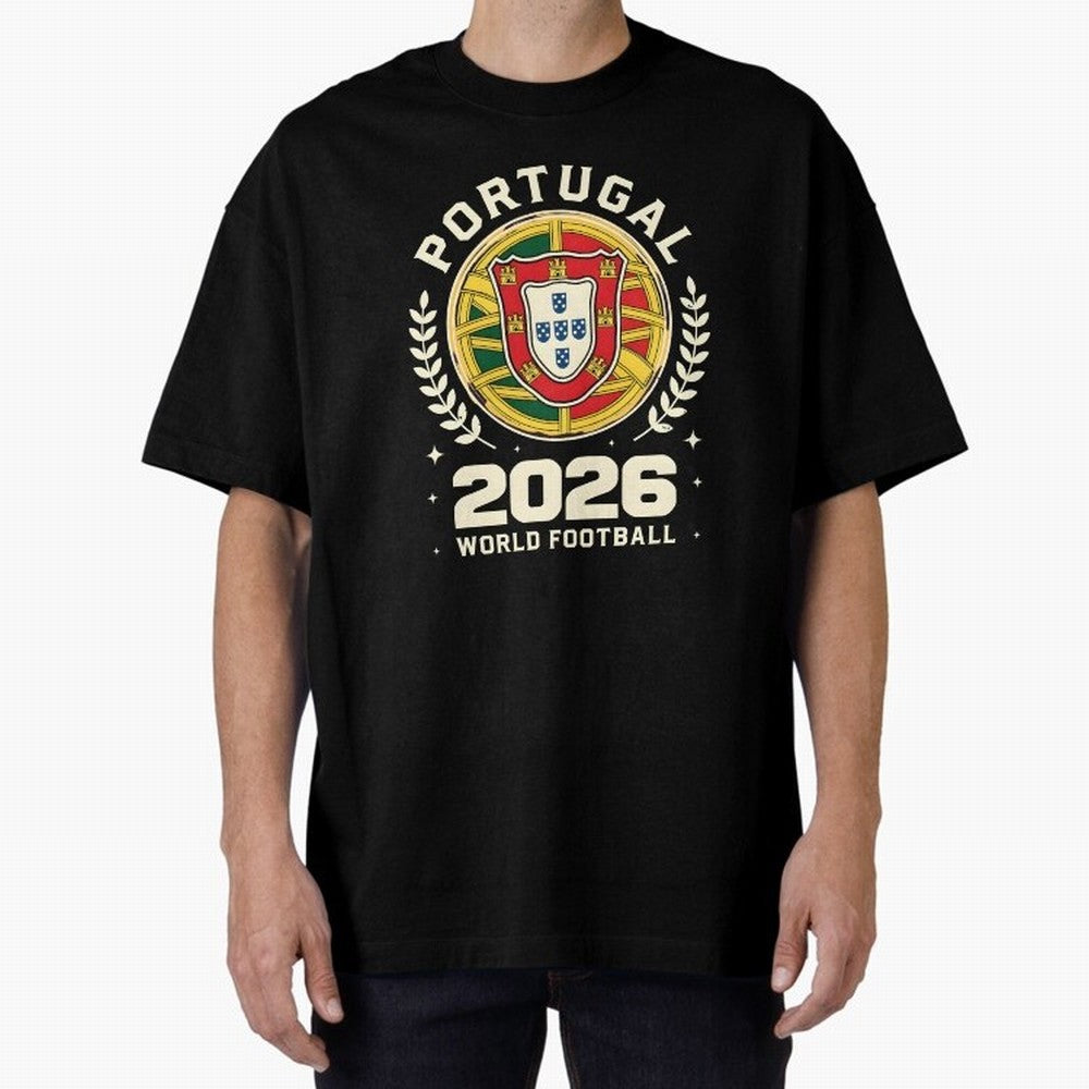 Portugal 2026 World Football Oversized T-Shirt Celebrate the Stars of Global Football Passion for FIFA World Cup 2026 USA Canada Mexico, with Neymar, Argentina, Goal Celebration Energy, Supporter Heritage, Football Icons and Worldwide Tournament