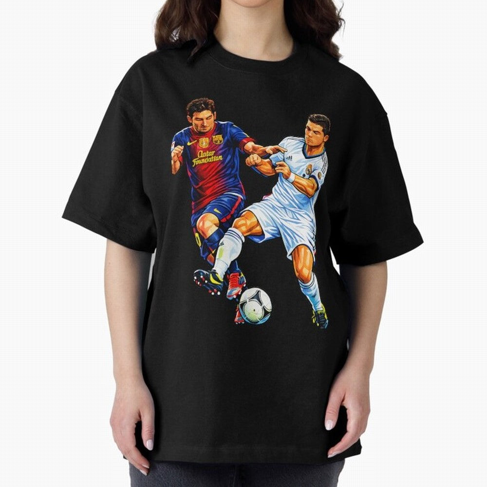 2 GOATS Oversized T-Shirt Join Supporters Worldwide for FIFA World Cup 2026 Driven by CR7 and Messi, Argentina, France and Brazil Energy, Classic Soccer Heritage, Championship Pressure, Fan Loyalty and International Pride; Ideal for Passionate Fans