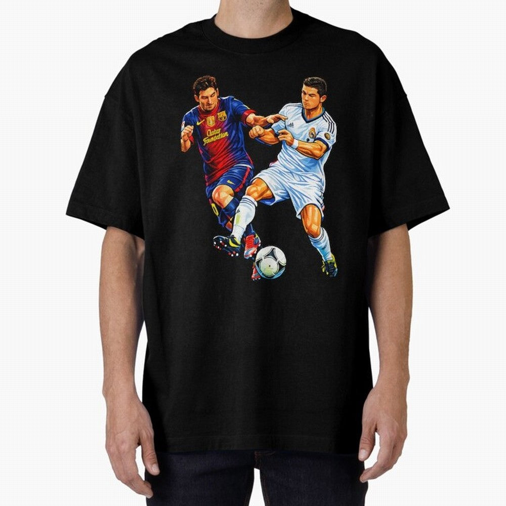 2 GOATS Oversized T-Shirt Join Supporters Worldwide for FIFA World Cup 2026 Driven by CR7 and Messi, Argentina, France and Brazil Energy, Classic Soccer Heritage, Championship Pressure, Fan Loyalty and International Pride; Ideal for Passionate Fans