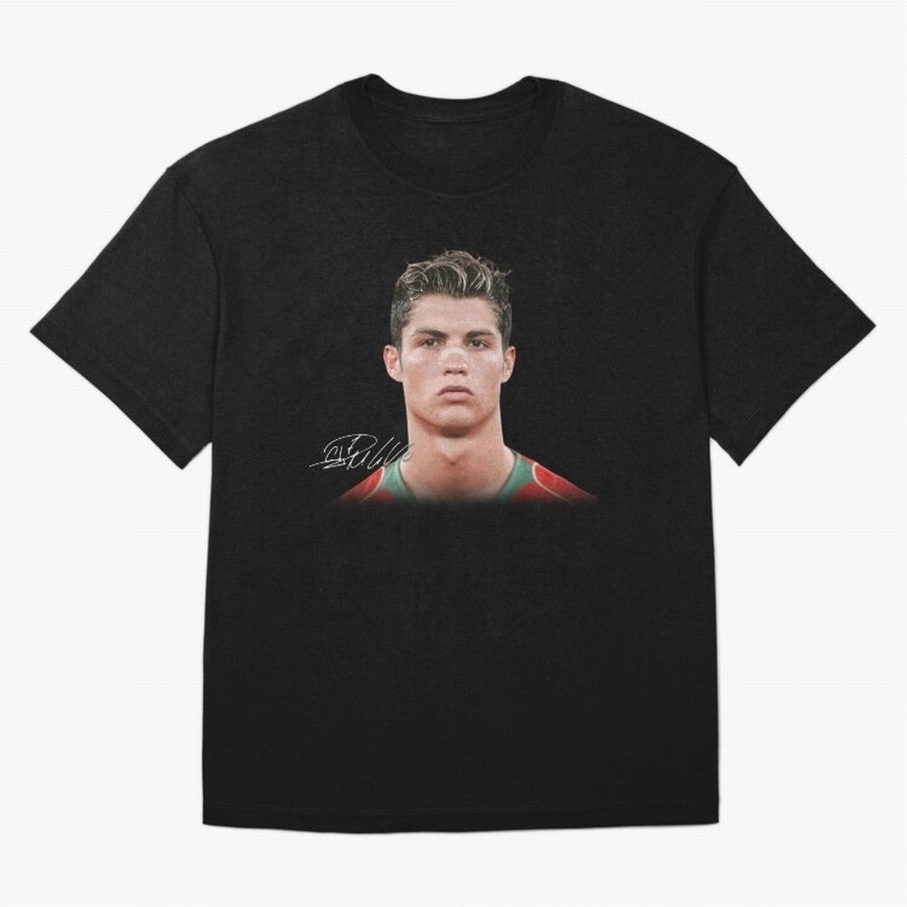 Cristiano Ronaldo T-Shirt Big Face Young Ronaldo Graphic Tee Oversized T-Shirt Bring a Vintage Feel to the FIFA World Cup 2026 Journey through Cristiano Ronaldo Highlights, Spain Pride, Stadium Memories, Football Loyalty, International Chants and