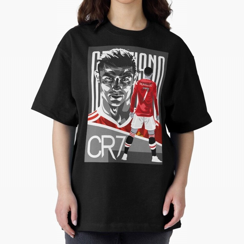 Cristiano Ronaldo in Red Oversized T-Shirt Unlock FIFA World Cup 2026 USA Canada Mexico Spirit, Centered on France, Cristiano Ronaldo, Worldwide Fan Energy, Dramatic Goals, Stadium Lights and Championship Celebrations; Perfect for Fans, Collectors,