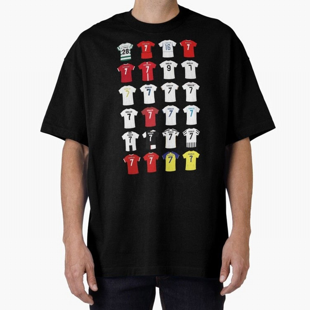 Cristiano Ronaldo Football Oversized T-Shirt Celebrate Global Passion for FIFA World Cup 2026 Spirit, Highlighting Brazil, Cristiano Ronaldo, Haaland and CR7, Worldwide Fan Energy, Dramatic Goals, Stadium Lights and Championship Celebrations;