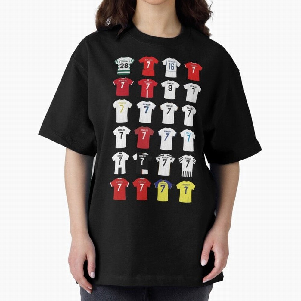 Cristiano Ronaldo Football Oversized T-Shirt Celebrate Global Passion for FIFA World Cup 2026 Spirit, Highlighting Brazil, Cristiano Ronaldo, Haaland and CR7, Worldwide Fan Energy, Dramatic Goals, Stadium Lights and Championship Celebrations;