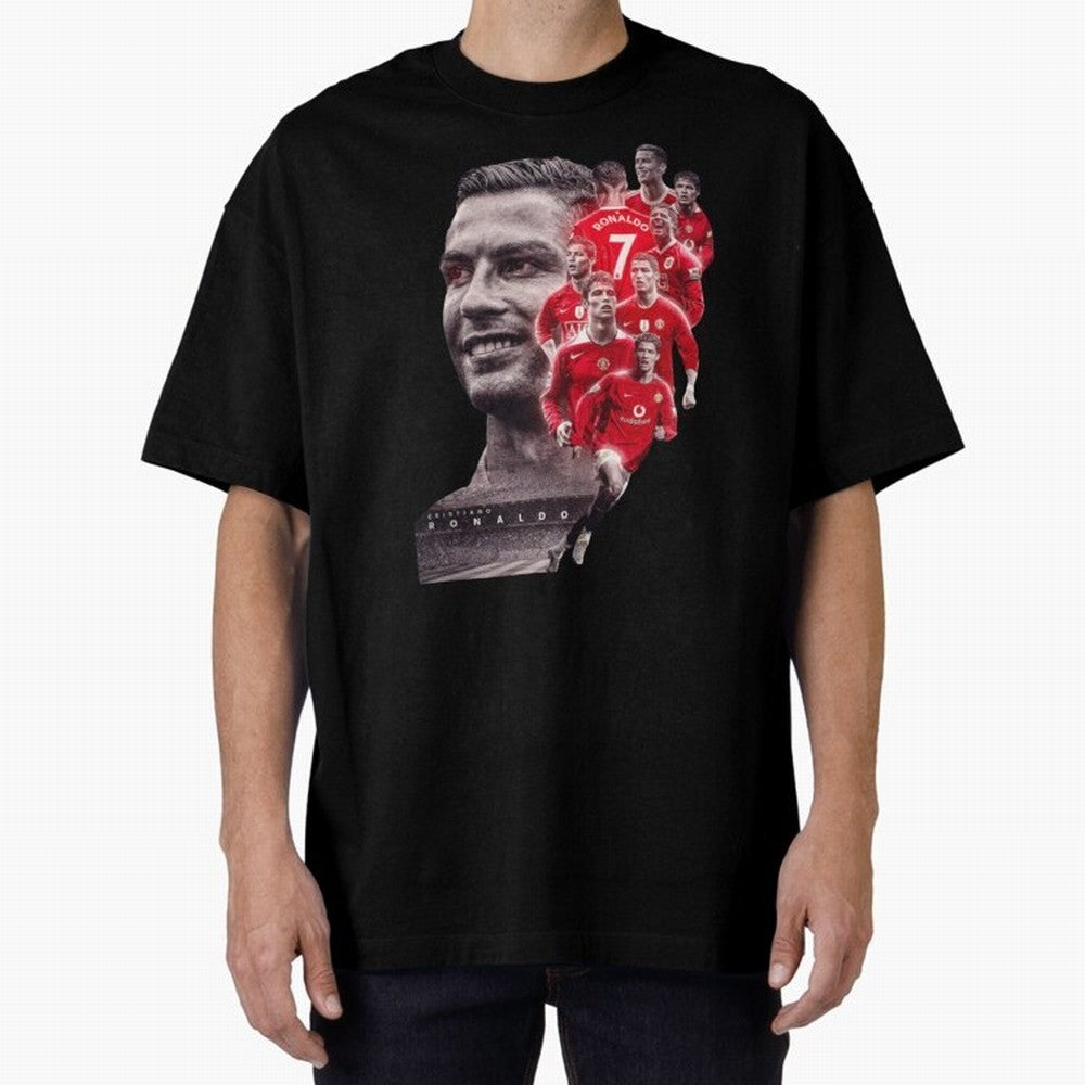 ronaldo Oversized T-Shirt Capture FIFA World Cup 2026 Group Stage Highlighting Cristiano Ronaldo, Portugal, Spain and Germany Energy, Championship Spirit, Famous Goals, Roaring Crowds and International Football Unity; Great for Supporters Who Love