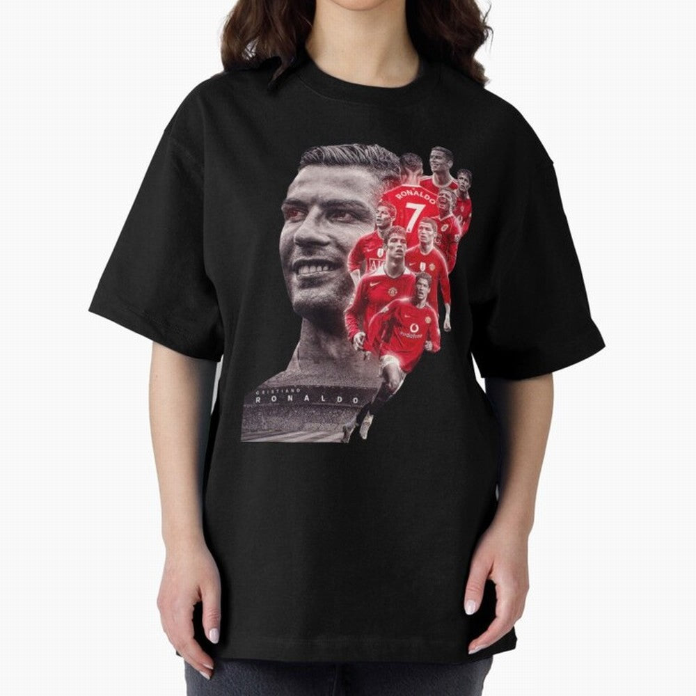 ronaldo Oversized T-Shirt Capture FIFA World Cup 2026 Group Stage Highlighting Cristiano Ronaldo, Portugal, Spain and Germany Energy, Championship Spirit, Famous Goals, Roaring Crowds and International Football Unity; Great for Supporters Who Love