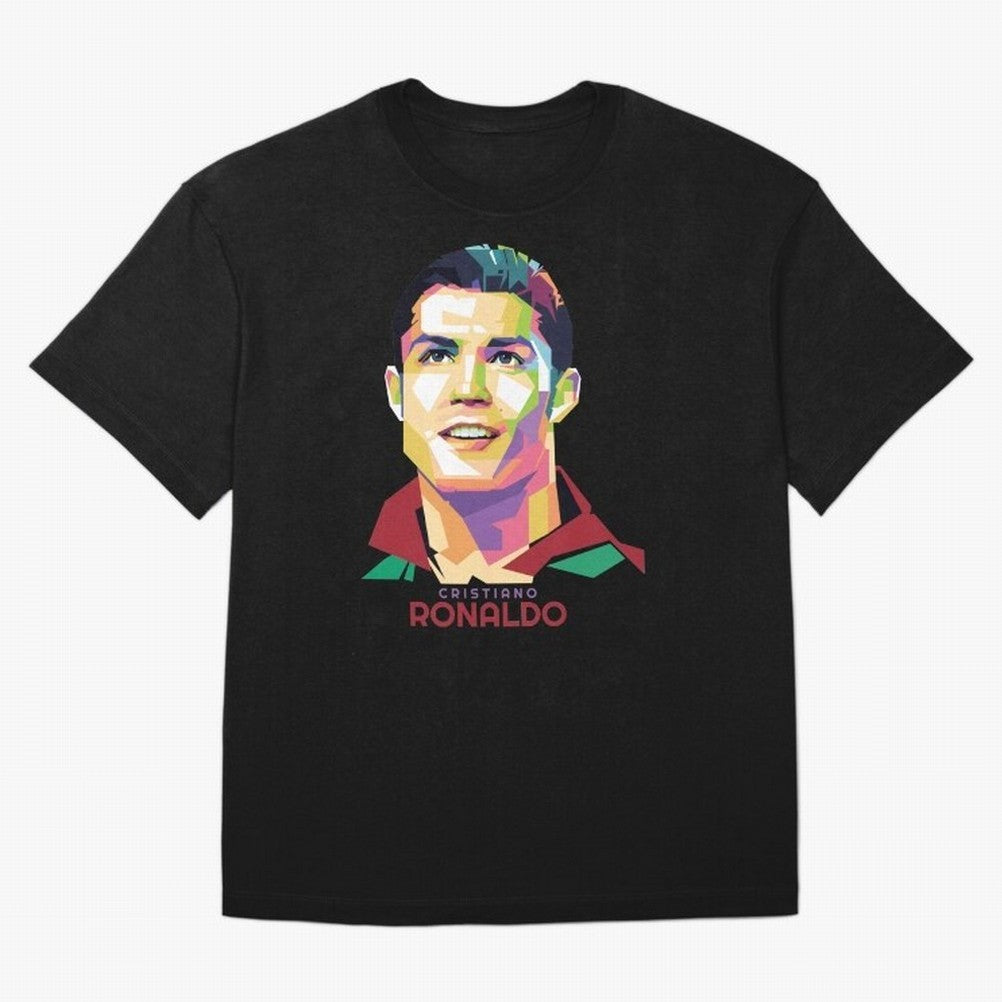 Geometric Celebrity Cristiano Ronaldo Oversized T-Shirt Remember FIFA World Cup 2026 Group Stage for Fans of Cristiano Ronaldo, Haaland and CR7 and Argentina, Bringing Stadium Memories, Football Loyalty, International Chants and Championship