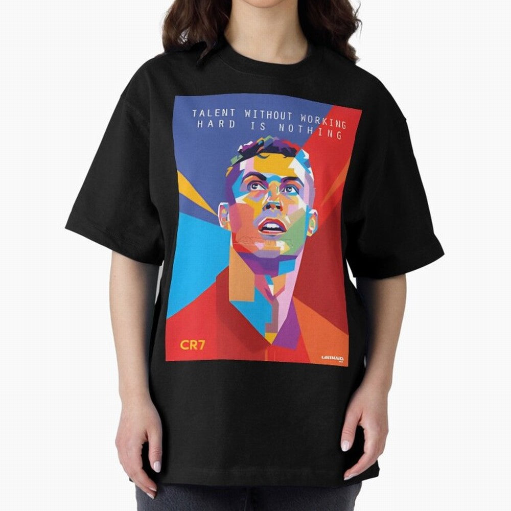 Cristiano Ronaldo Oversized T-Shirt Celebrate Football Heritage in FIFA World Cup 2026 Group Stage for Fans of Messi and Cristiano Ronaldo and Spain, Bringing Football Festival Excitement, Trophy Ambitions, Country Rivalries and Star Player Buzz;