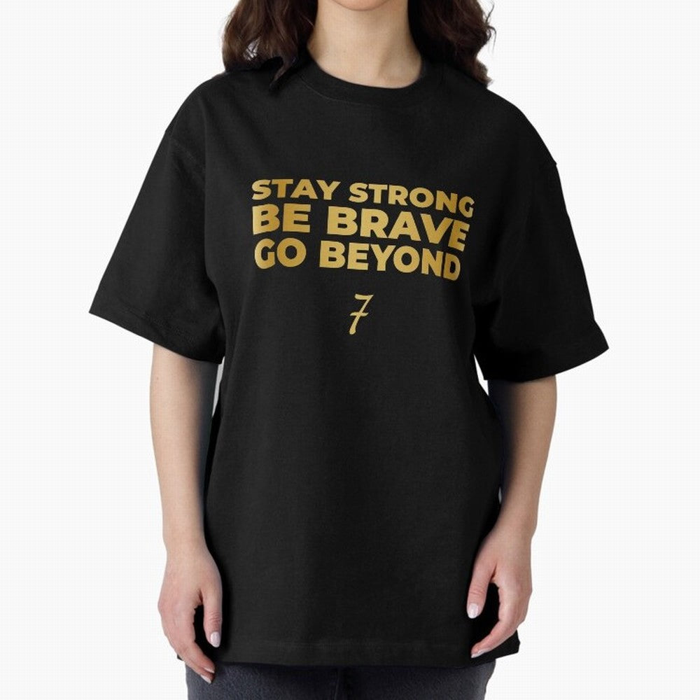 Stay Strong, Be Brave, Go Beyond (Gold Edition) Oversized T-Shirt Stand Out with Spirit from Match Day Hype around FIFA World Cup 2026 Group Stage, Cristiano Ronaldo, Haaland and CR7, Germany, Sports Nostalgia, International Competition, Famous