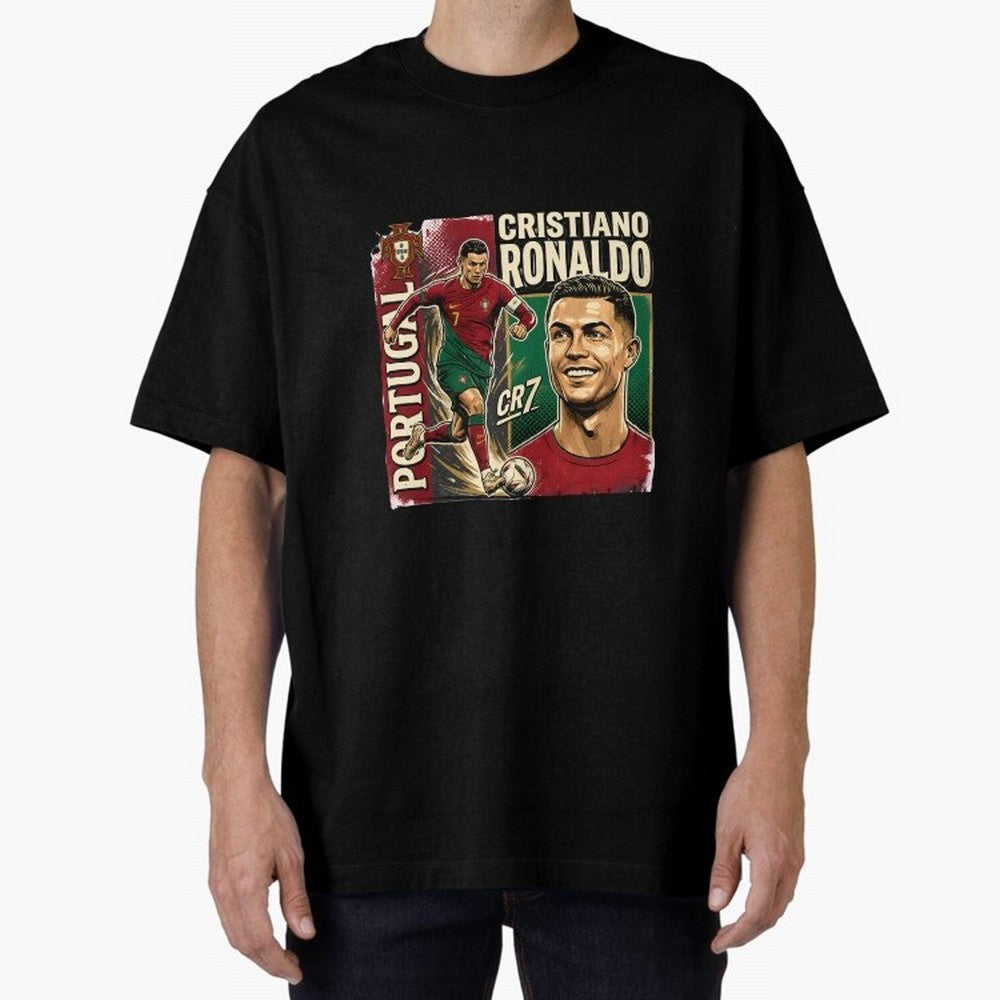 Ronaldo Portugal Vintage Oversized T-Shirt Support Your Favorite Stars during Global Football Passion for FIFA World Cup 2026, Centered on Mbappe, Brazil, Portugal and Argentina, Global Supporter Spirit, Legendary Goals, National Colors and