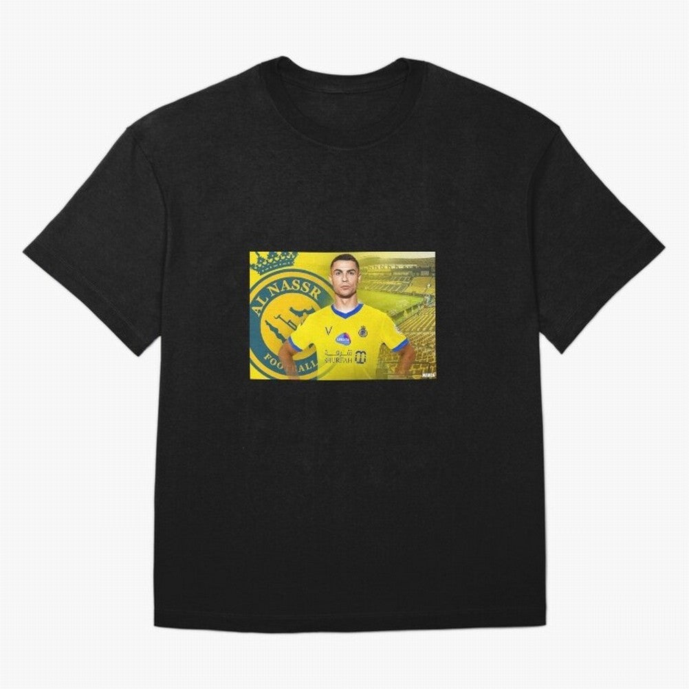 AL NASSR CRISTIANO RONALDO Oversized T-Shirt Honor Football Greatness during Global Football Passion for FIFA World Cup 2026 USA Canada Mexico, Celebrating Messi, CR7 and Mbappe, Portugal, Spain and Germany, Sports Nostalgia, International