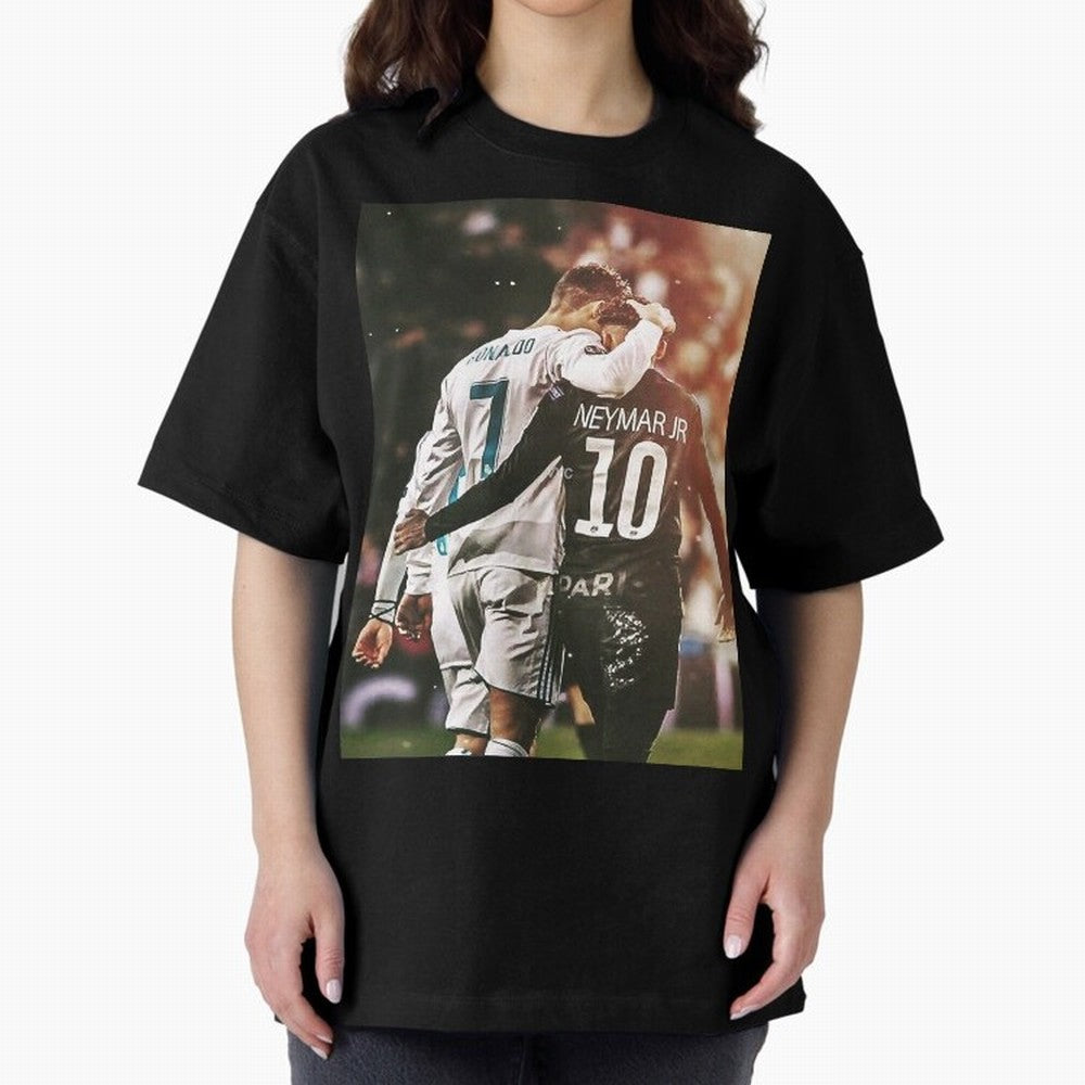 CR7 N Neymar Oversized T-Shirt Honor Global Football Passion for FIFA World Cup 2026 Group Stage, Driven by Messi, Neymar and Mbappe, France and Portugal, Football Festival Excitement, Trophy Ambitions, Country Rivalries and Star Player Buzz; Built