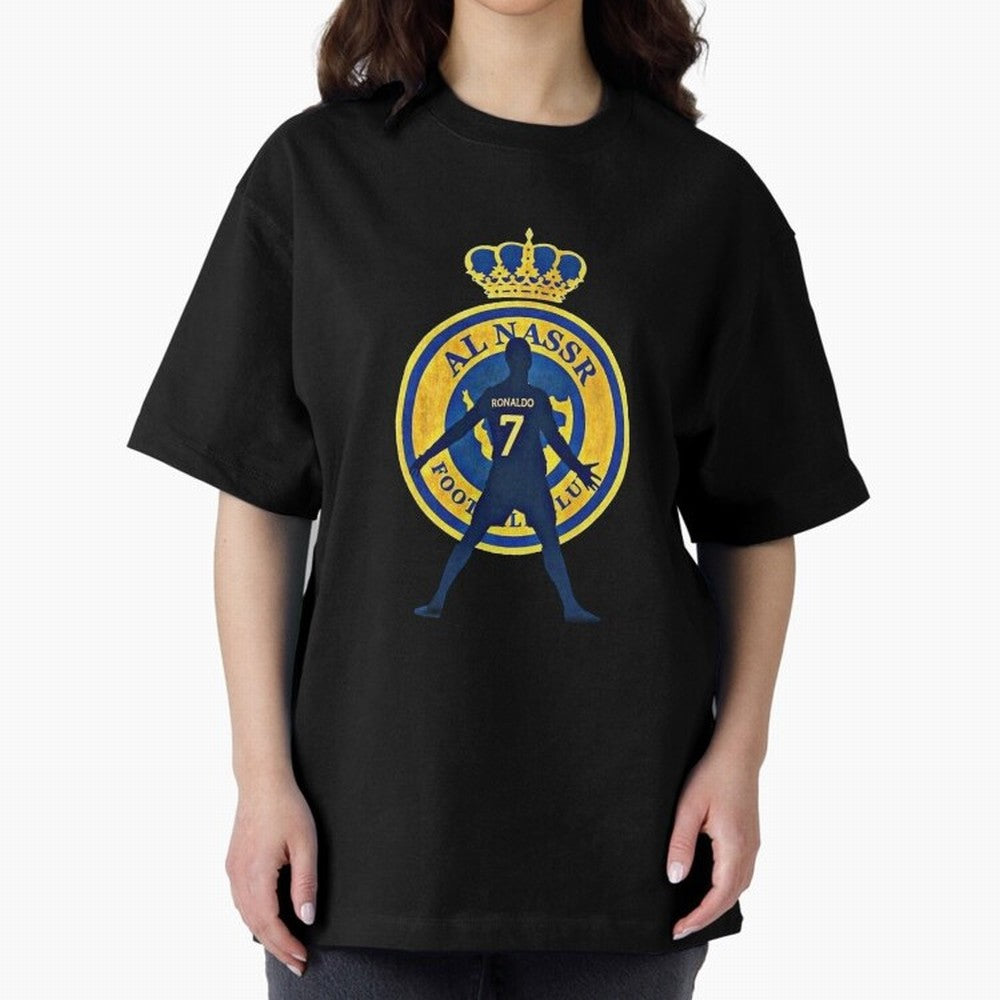 Cristiano Ronaldo T-shirt at Al-Nasr Saudi Club Oversized T-Shirt Relive Legendary Nights from FIFA World Cup 2026 Featuring Haaland and Mbappe, Portugal Energy, Vintage Soccer Flavor, Modern Football Stars, National Flags and Final Night Emotion;