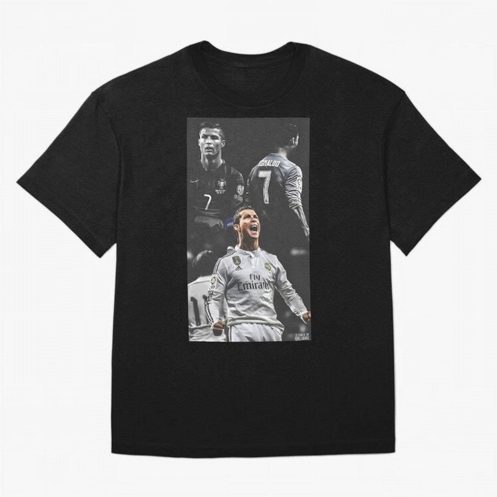 Cristiano Ronaldo CR7 Football Art Poster Oversized T-Shirt Bring a Vintage Feel to Global Football Passion for FIFA World Cup 2026, Highlighting Haaland, Spain, Game Day Rituals, Football Legends, Country Pride and the Road to the Final; Created