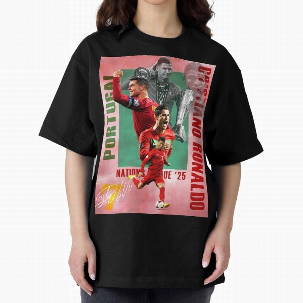 Cristiano Ronaldo Portugal Football Legend Oversized T-Shirt Bring World Football Passion into FIFA World Cup 2026 for Fans of Haaland and Argentina, France and Brazil, Bringing Sports Nostalgia, International Competition, Famous Players and