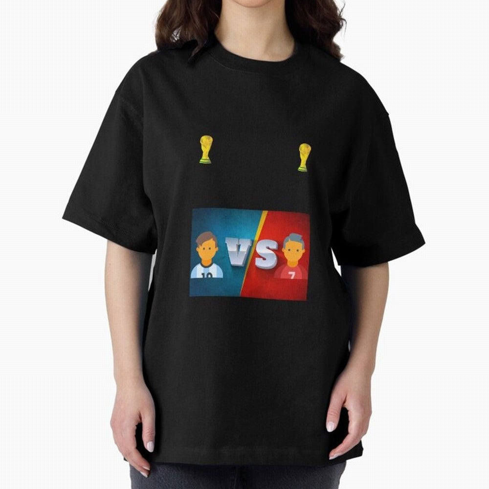 THE RONALDO VS MESSI Oversized T-Shirt Feel the Roar of FIFA World Cup 2026 Spirit, Highlighting England and Germany, Cristiano Ronaldo, Haaland and CR7, Football History, Final Match Energy, Crowd Noise and Once in a Lifetime Moments; Perfect for