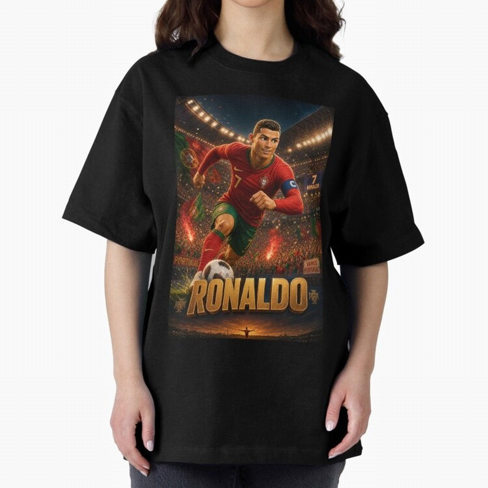 Ronaldo Oversized T-Shirt Celebrate Soccer Greatness during FIFA World Cup 2026 USA Canada Mexico Spirit, Inspired by England, Messi, CR7 and Mbappe, Stadium Chants, National Pride, Trophy Dreams and Unforgettable Football Memories; Perfect for