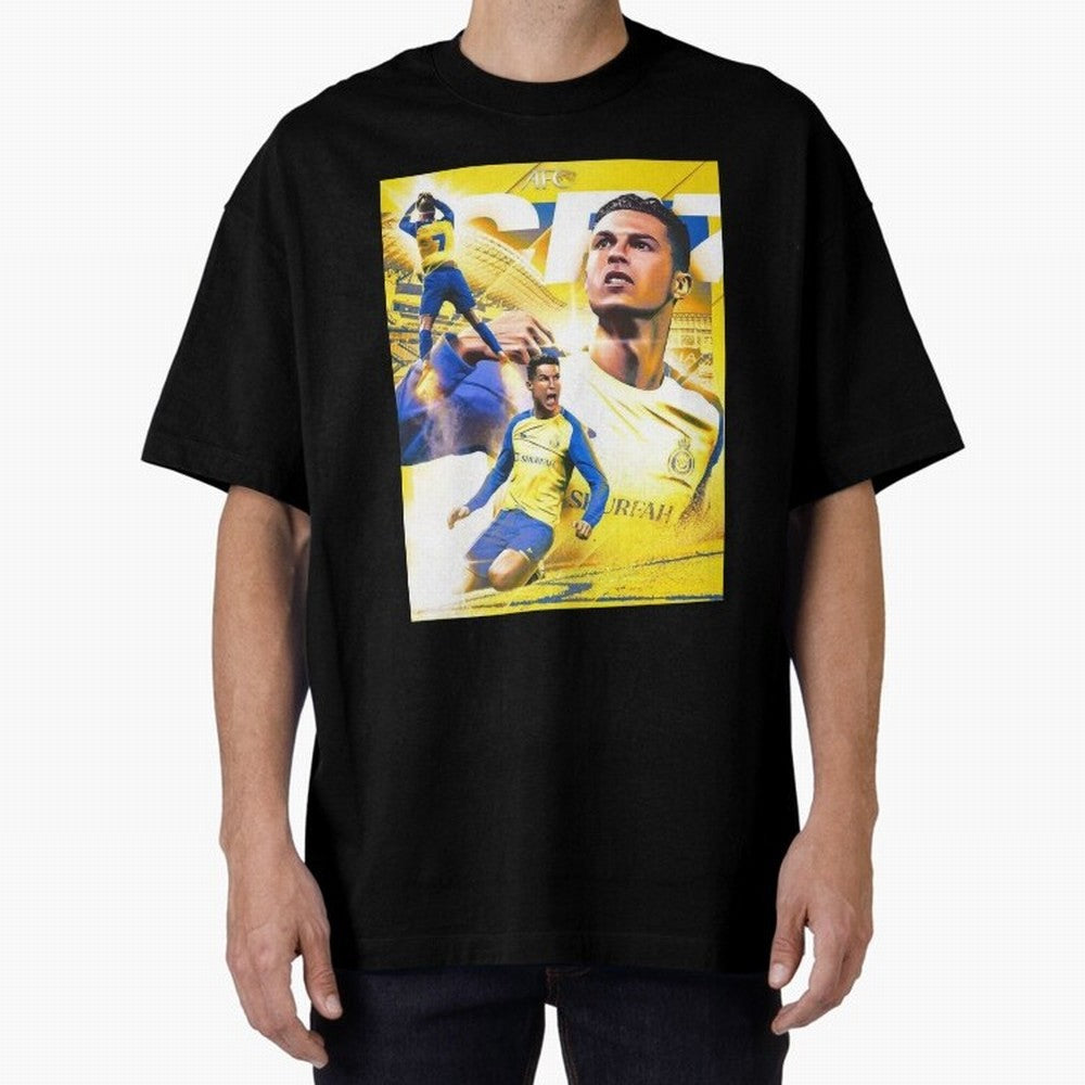 Cristiano Ronaldo Al-Nassr Football Club Oversized T-Shirt Feel the Roar of FIFA World Cup 2026 Spirit, Driven by England, France and Netherlands, CR7, Sports Nostalgia, International Competition, Famous Players and Unforgettable Victories; Perfect