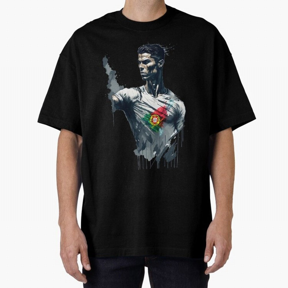 Cristiano Ronaldo splash art Oversized T-Shirt Create FIFA World Cup 2026 for Fans of Neymar and Germany, Bringing Vintage Soccer Flavor, Modern Football Stars, National Flags and Final Night Emotion; Ideal for Football Dads, Football Moms,