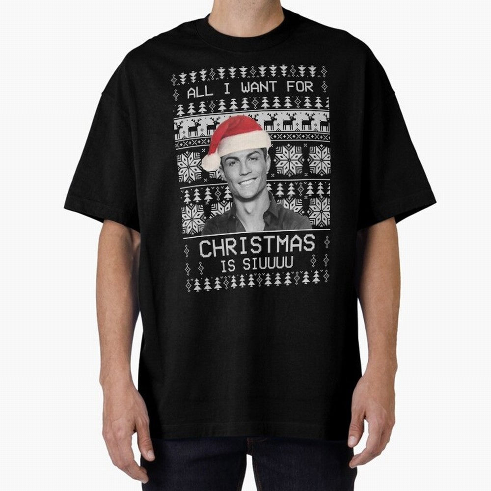 cristiano ronaldo siuuu funny christmas sweater Oversized T-Shirt Cheer through Every Moment of FIFA World Cup 2026 Group Stage for Fans of Neymar and England and Germany, Bringing Game Day Rituals, Football Legends, Country Pride and the Road to