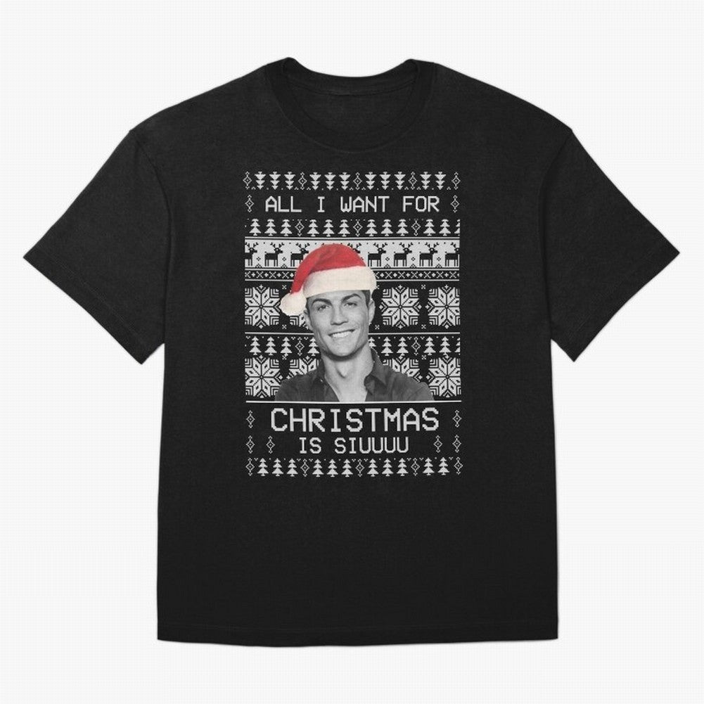 cristiano ronaldo siuuu funny christmas sweater Oversized T-Shirt Cheer through Every Moment of FIFA World Cup 2026 Group Stage for Fans of Neymar and England and Germany, Bringing Game Day Rituals, Football Legends, Country Pride and the Road to