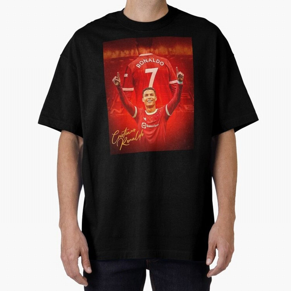 Cristiano Ronaldo Poster Oversized T-Shirt Represent the Passion of Global Football Passion for FIFA World Cup 2026 Group Stage, Built around Messi, Portugal, Spain and Germany, Vintage Soccer Flavor, Modern Football Stars, National Flags and Final