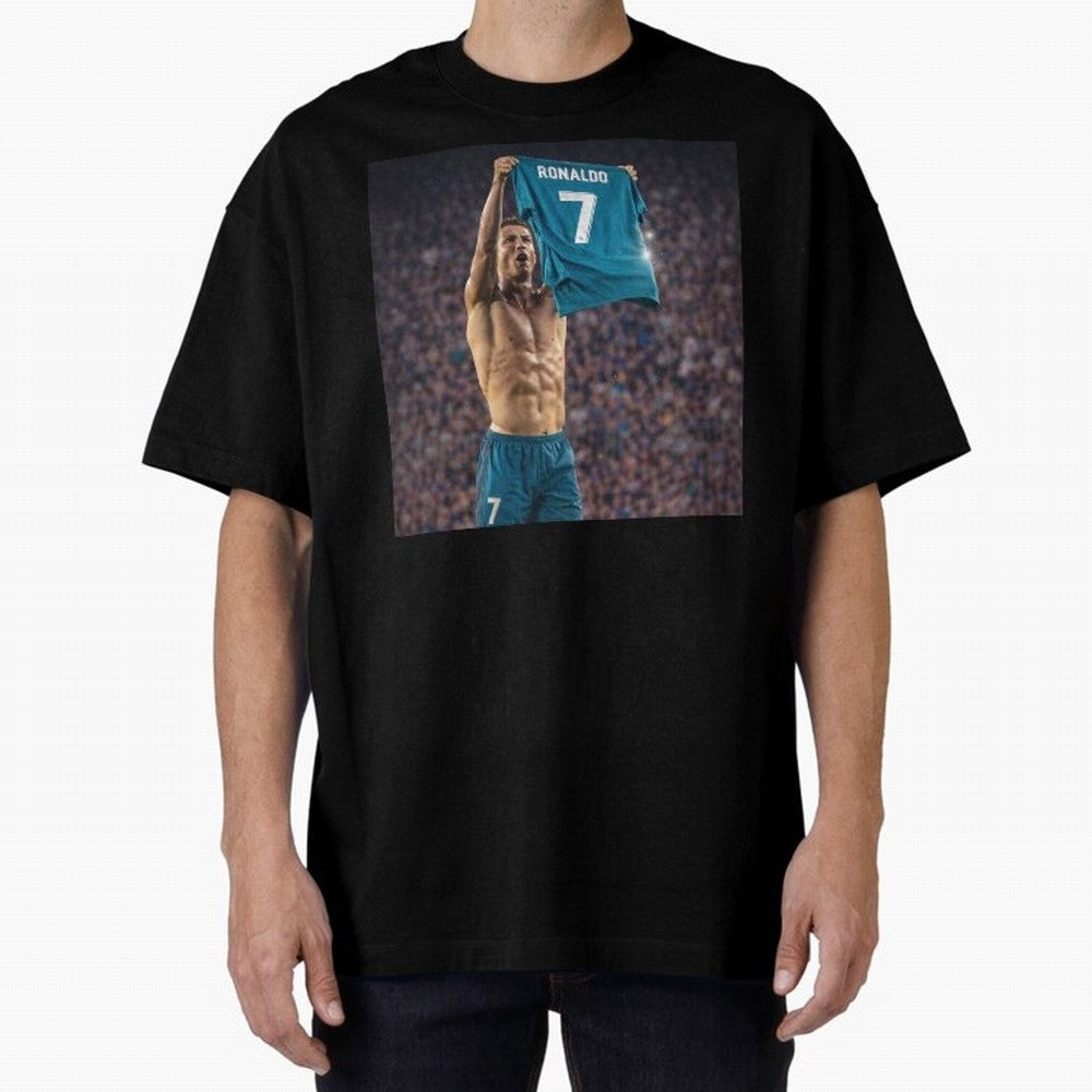 Ronaldo Holding Number Seven Shirt Oversized T-Shirt Fuel the Hype around the FIFA World Cup 2026 Journey through CR7 Highlights, Portugal Pride, Match Day Excitement, Supporter Culture, Golden Goals and Global Football Passion; Ideal for Fans Who