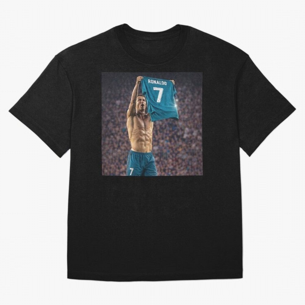 Ronaldo Holding Number Seven Shirt Oversized T-Shirt Fuel the Hype around the FIFA World Cup 2026 Journey through CR7 Highlights, Portugal Pride, Match Day Excitement, Supporter Culture, Golden Goals and Global Football Passion; Ideal for Fans Who