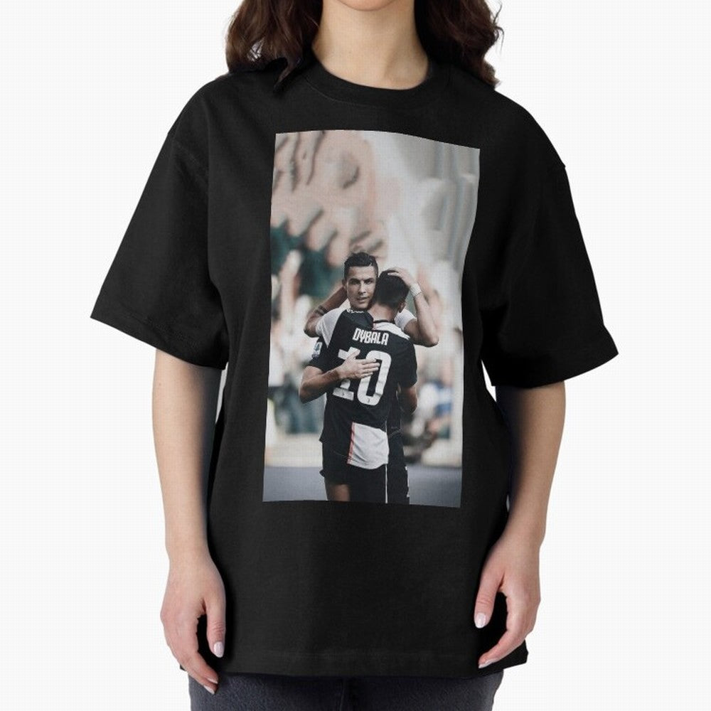ronaldo with dybala Oversized T-Shirt Keep Football History Alive during FIFA World Cup 2026 with Haaland and Mbappe, France Energy, Vintage Soccer Flavor, Modern Football Stars, National Flags and Final Night Emotion; Great for Supporters Who Love