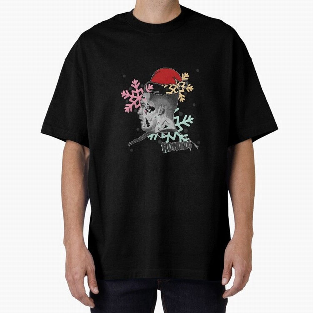 Cristiano Ronaldo and Christmas Oversized T-Shirt Make Memories around Global Football Passion for FIFA World Cup 2026 USA Canada Mexico, Centered on Mbappe, Portugal, Vintage Soccer Flavor, Modern Football Stars, National Flags and Final Night